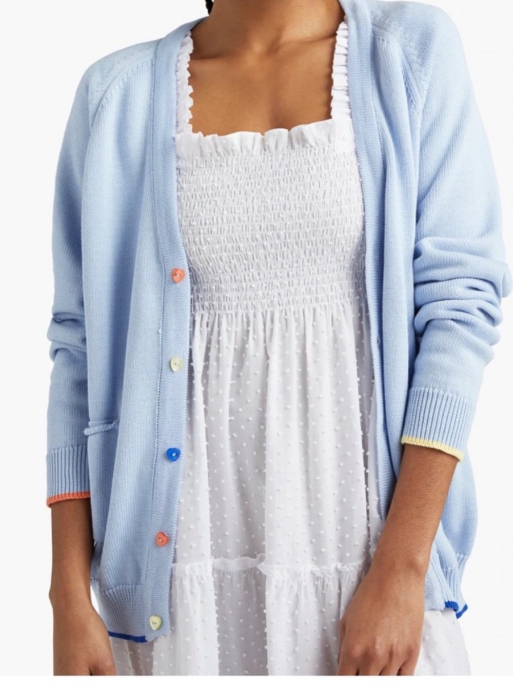 Hill House Baby Blue Cardigan Heart Buttons organic Cotton Portugal Oversized